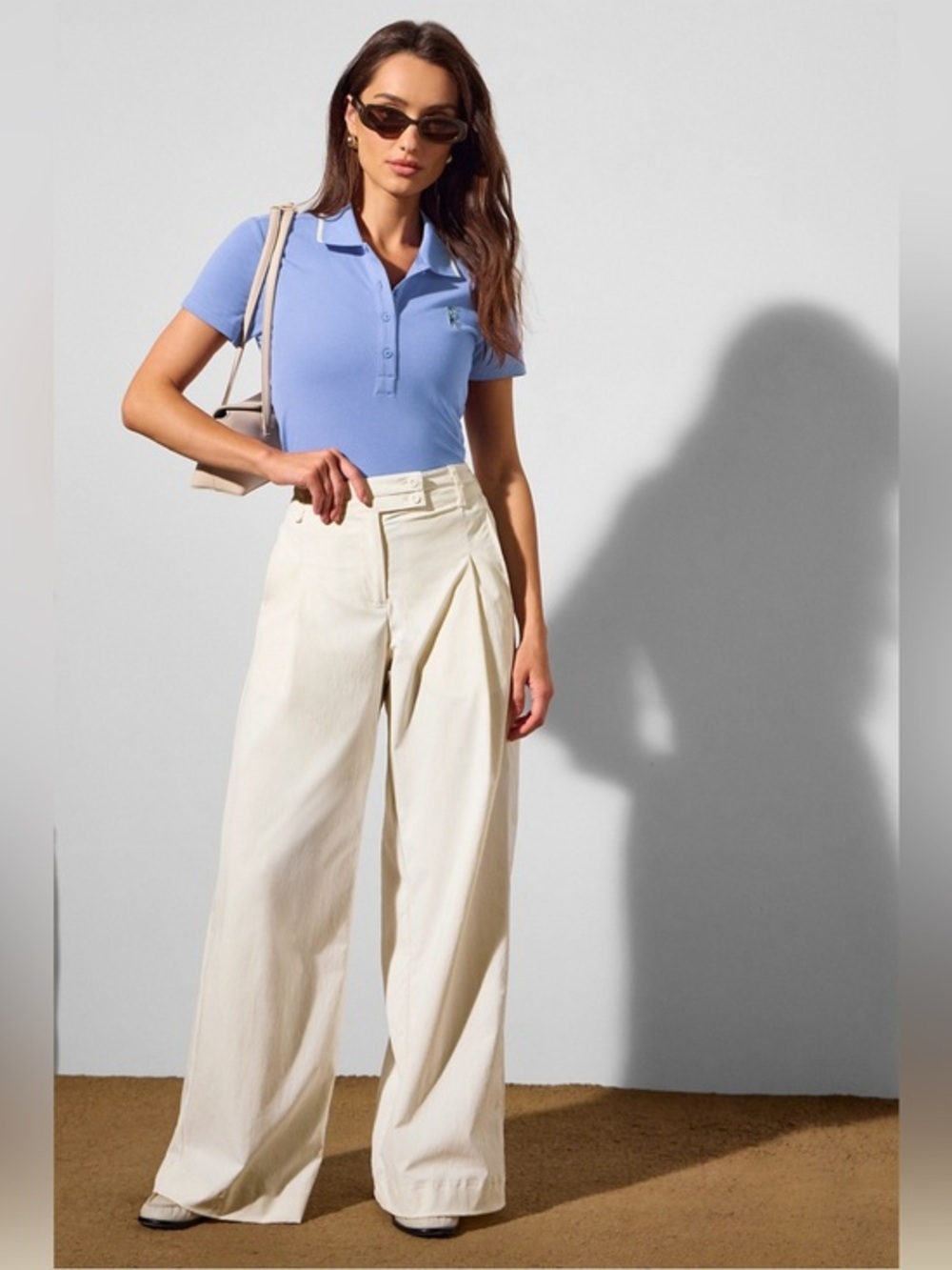 Malbon x Fabletics Pleated Wide Leg Trouser Pants
